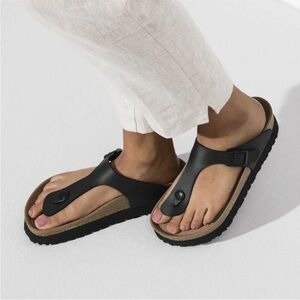 Birkenstock Gizeh Sandals Womens Size 41 Size 10-10.5 Black Birko-Flor T Strap